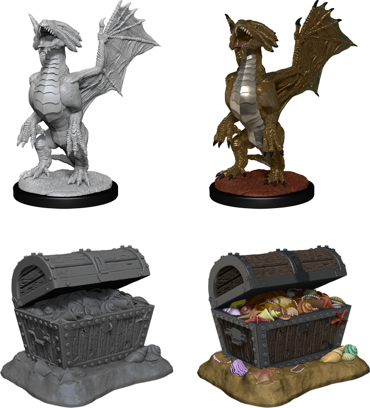 Bronze Dragon Wyrmling  and Sea found treasure - D&D Nolzurs Marvelous Miniature image 0