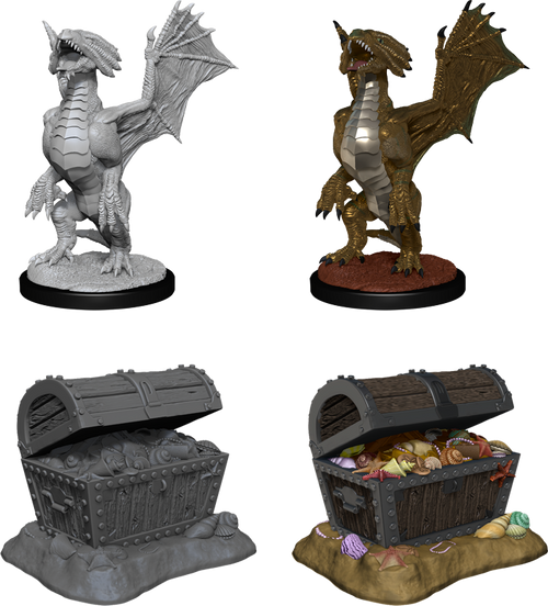 Bronze Dragon Wyrmling  and Sea found treasure - D&D Nolzurs Marvelous Miniature image 0